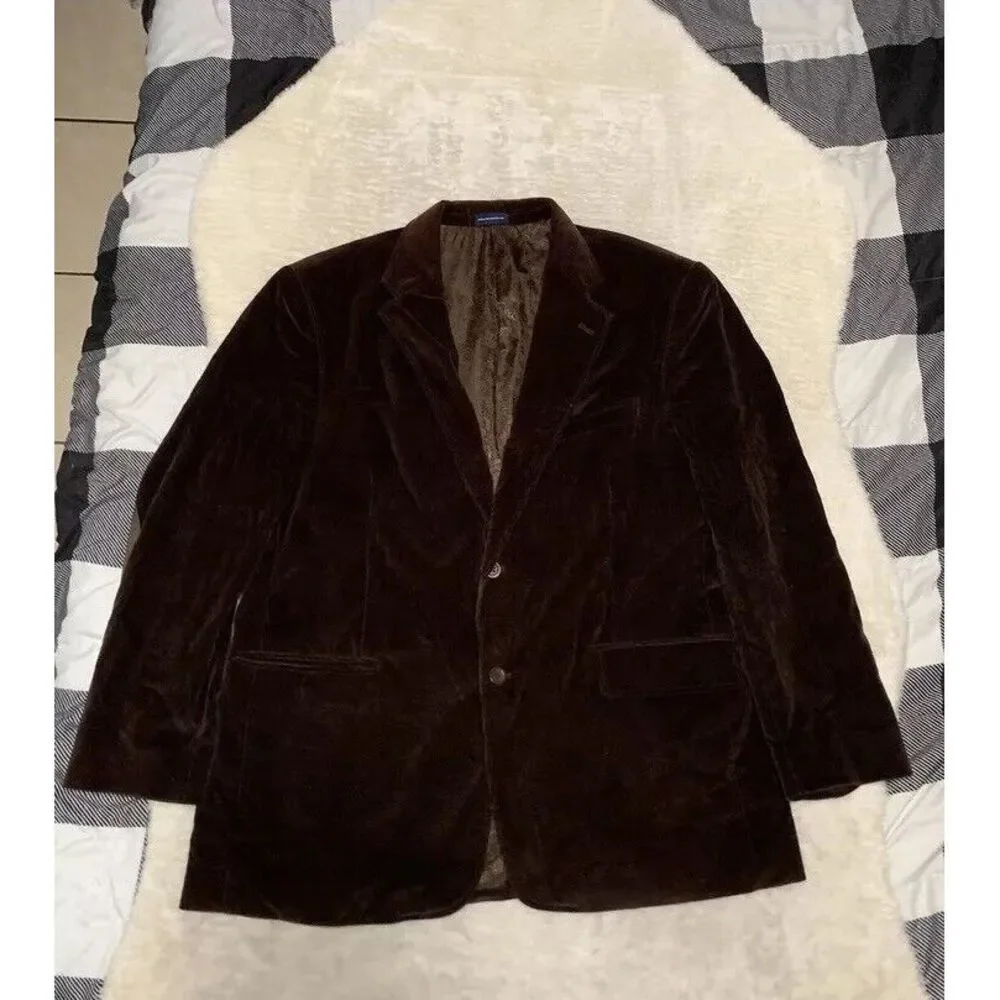 Stafford Corduroy Blazer Jacket Men 46R Brown Button Up Sport Elbow Patch Casual